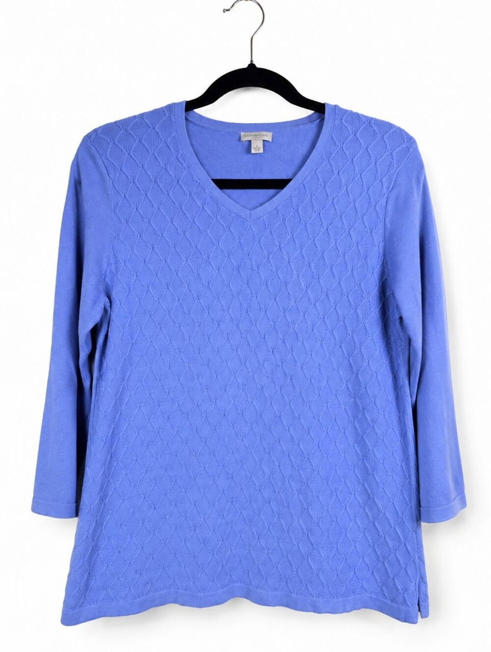 Talbots Cotton Cable Knit Sweater M Blue Coastal Grandma Preppy Quiet Luxury